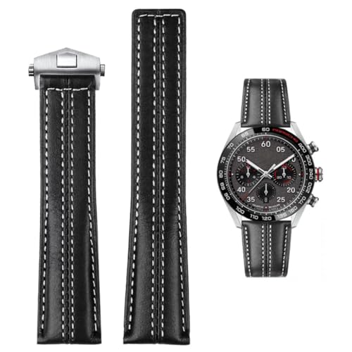 FOUUA Uhrenarmband 22mm for TAG Heuer Leder Echtleder-Uhrenarmband im Krokodil-Stil mit blauen Nähten Armband for TAG Heuer Carrera Aquarace Monaco Serie von FOUUA