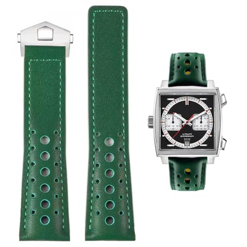 FOUUA Uhrenarmband 22mm for TAG Heuer Monaco Leder Echtleder-Uhrenarmband mit Blauen Schwarz Armband Uhrenarmband Ersetzen for TAG Heuer Monaco for TAG Heuer Carrera Aquarace Serie von FOUUA