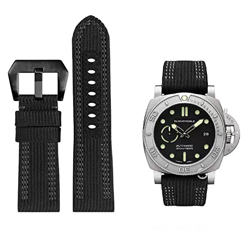 FOUUA Uhrenarmband PANERAI Nylon Leder Armband 24mm 26mm Leder Military Uhrenarmband Uhrenarmband Relacement Band für PANERAI LUMINOR 44 Men PAM00984 441 von FOUUA