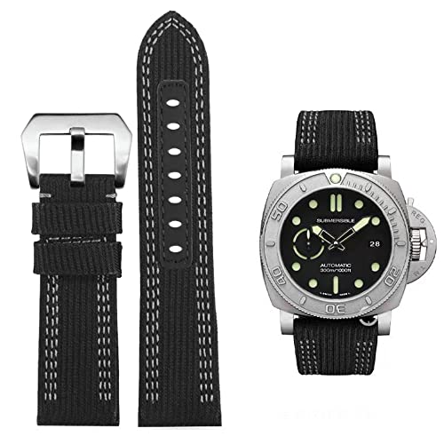 FOUUA Uhrenarmband PANERAI Nylon Leder Armband 24mm 26mm Leder Military Uhrenarmband Uhrenarmband Relacement Band für PANERAI LUMINOR 44 Men PAM00984 441 von FOUUA