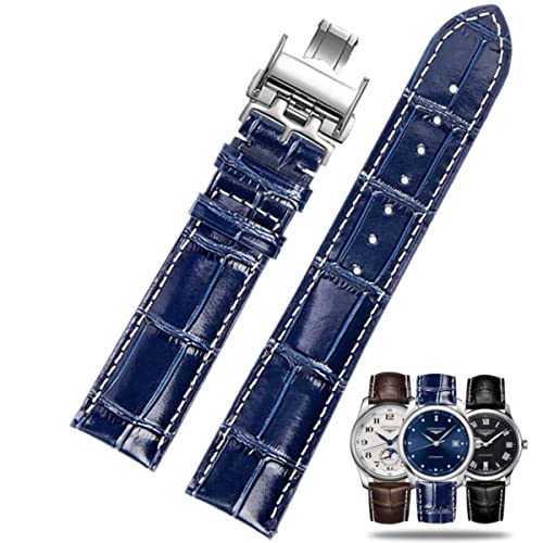 FOUUA Uhrenarmband für Longines 19mm 20mm 21mm Leder Krokodilmuster Echtleder-Uhrenarmband mit Blauen Schwarz Braun Armband Uhrenarmband Ersetzen für Longines Master Concas Classic Reproduction Series von FOUUA