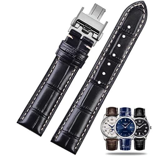 FOUUA Uhrenarmband für Longines 19mm 20mm 21mm Leder Krokodilmuster Echtleder-Uhrenarmband mit Blauen Schwarz Braun Armband Uhrenarmband Ersetzen für Longines Master Concas Classic Reproduction Series von FOUUA