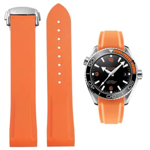 FOUUA Uhrenarmband für Omega Silikon Gummi Uhrenarmbänder 20mm 22mm Sanft Wasserdicht Sport Ersatz Faltschließe Armbänder Original Uhrenarmband Omega Seamaster SpeedMaster De Ville von FOUUA
