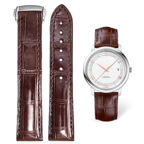 FOUUA Uhrenarmband für Omega Uhrenarmbänder Leder 19mm 20mm 21mm Alligator Geprägt Ersatz Faltschließe Armbänder Silber von FOUUA