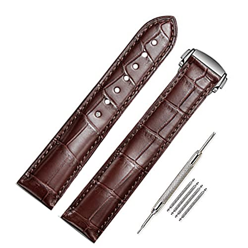 FOUUA Uhrenarmband für Omega Uhrenarmbänder Leder 19mm 20mm 21mm Alligator Geprägt Ersatz Faltschließe Armbänder Silber von FOUUA