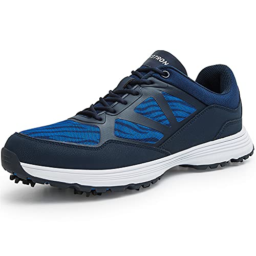 FOV Herren Golf Schuhe Outdoor Anti-Skid Wasserdicht Atmungsaktive Professionelle Laufschuhe Turnschuhe für Männer Blau 280 von FOV