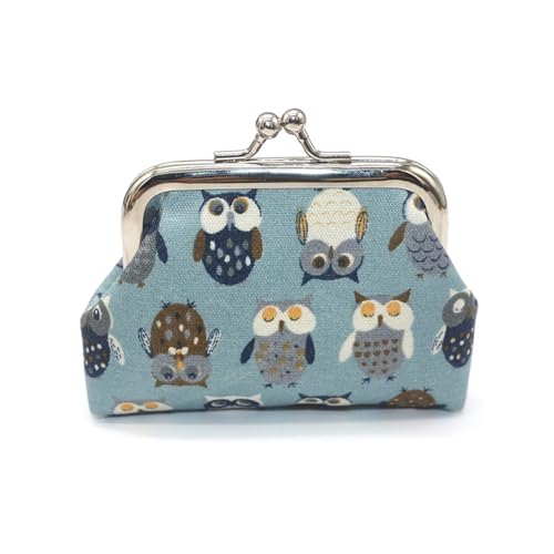 FOVAOK 1 x Damen-Geldbörse, niedliches Eulenmuster, bedruckt, Haspe, kleine Geldbörse, niedliche Münzgeldbörse, 1 Stück - 14, Einheitsgröße von FOVAOK