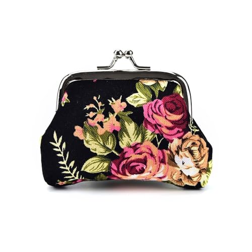 FOVAOK 1 x Damen-Geldbörse, niedliches Eulenmuster, bedruckt, Haspe, kleine Geldbörse, niedliche Münzgeldbörse, Co-sh-bag-0107-bk, Einheitsgröße von FOVAOK