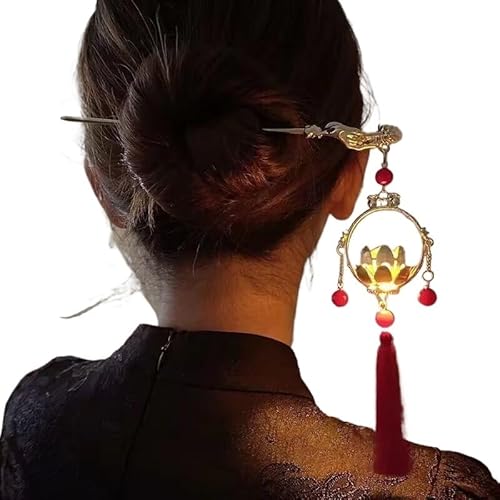 FOVAOK 1 x Haarspange im chinesischen Stil für Frauen, Haarnadeln, Blume, handgefertigt, Schmuck, Zubehör, Haarschmuck (B) von FOVAOK