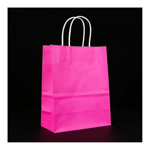 FOVAOK 10/25 Stück Geschenktüten aus Kraftpapier, für Urlaub, Einkaufen, DIY, multifunktional, recycelbar, mit Griffen, Rosa, 10 Stück, 21 x 14 x 27 cm von FOVAOK