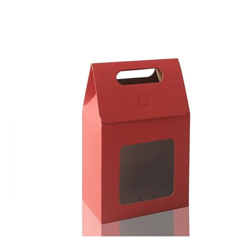 FOVAOK 12/24/48 Stück Kraftpapier tragbare Geschenktüten Hochzeit Süßigkeiten Verpackungsbeutel mit transparentem PVC-Fensterverschluss Boxen Verpackungsbeutel für Unternehmen (Weinrot, 12 Stück, 13,6 von FOVAOK