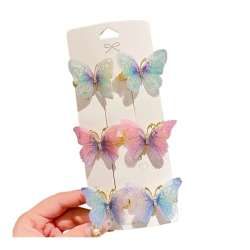 FOVAOK Bunte Schmetterlings-Haarnadeln für Mädchen, Haarspangen, süße Haarschmuck, Regenbogen-Kopfbedeckung, modischer Haarschmuck (Stil E, 18 Stück) von FOVAOK