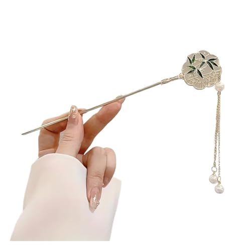 FOVAOK Elegante Haarspange im chinesischen Stil, Quaste, traditionelles Blumendesign, Frisuren-Accessoire, Damenschmuck, Haarnadel, Haarnadel, 2 Stück (E) von FOVAOK
