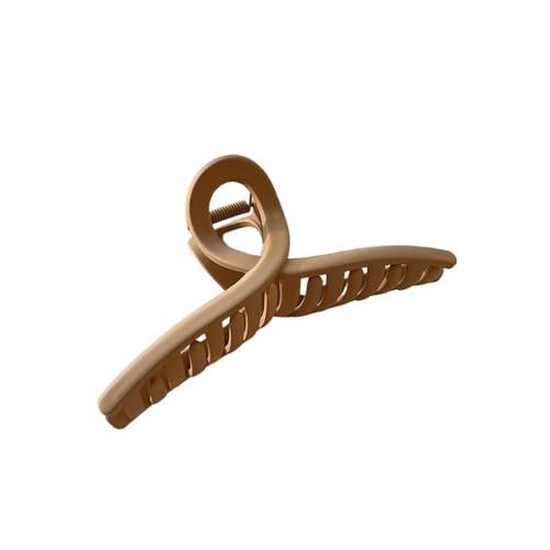 FOVAOK Große Haarspange für Damen, Kreuz, matt, modisch, französisch, elegant, große Haarklammern, koreanisches Haar-Accessoire (Khaki) von FOVAOK