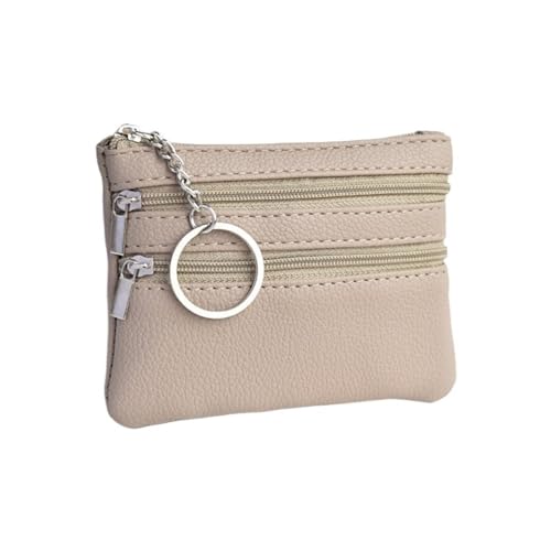 FOVAOK Kleine Mini-Geldbörse aus PU-Leder, mehrfarbig, leichte Oberschicht, Rindsleder, Reißverschluss, Schlüsseletui, einfarbig, Münztasche, lose Geldtasche, D-Kamel, Einheitsgröße von FOVAOK