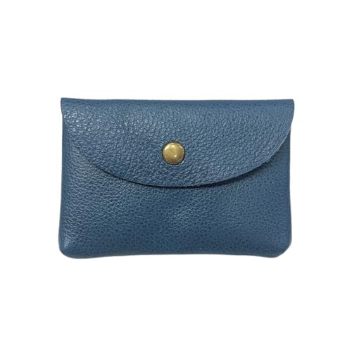 FOVAOK Mini-Umschlag aus Leder, einfache Schnalle, Rindsleder, große Kapazität, Kartentasche für Damen, Münzgeldbörse, Bankkarte, Kopfhörer, saphirblau, 1PC von FOVAOK