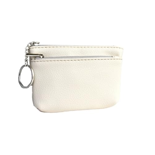 FOVAOK Münzgeldbörsen für Damen, PU-Leder, klein, weiche Oberfläche, modisch, Schlüsselbank, Karte, Münze, kleine Geldbörse, cremeweiß, 1pc von FOVAOK
