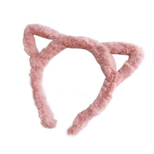 FOVAOK Plüsch-Katzenohren Lolita-Stirnbänder für Mädchen, Cartoon-Haarbänder, für Cosplay, Kostüm, Party, Kopfbedeckung, koreanisches Haar-Accessoire (tiefes Puder) von FOVAOK