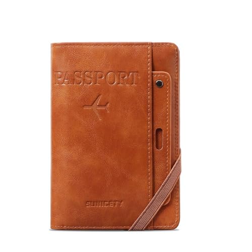 FOVAOK Schutzhülle für Damen und Herren, RFID-Vintage-Stil, Reisepass, multifunktional, Ausweis, Bankkarte, PU-Leder, Reisezubehör, braun, Einheitsgröße FOVAOK Schutzhülle für Damen und Herren, RFID-Vintage-Stil, Reisepass, multifunktional, Ausweis, Bankkarte, PU-Leder, Reisezubehör, braun, Einheitsgröße von FOVAOK