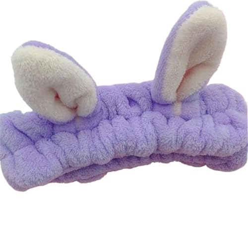 FOVAOK Spa-Stirnband, Schleife, Haarband, Damen, Gesichts-Make-up, Stirnbänder, weiches Korallen-Fleece, Headwraps für Dusche, Waschen, Gesicht, Haar-Zubehör (lila) von FOVAOK