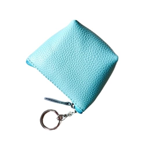 FOVAOK Tragbare Geldbörse aus echtem Leder, Vintage-Stil, Schlüsselkarte, Münze, Kopfhörer, Tasche für Damen und Herren, Mini-Geldbörse, hellblau, Einheitsgröße FOVAOK Tragbare Geldbörse aus echtem Leder, Vintage-Stil, Schlüsselkarte, Münze, Kopfhörer, Tasche für Damen und Herren, Mini-Geldbörse, hellblau, Einheitsgröße von FOVAOK