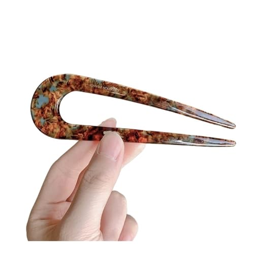 FOVAOK U-förmige Haarnadeln im Vintage-Stil, Zellulose, Essigsäure, Chignon-Dutt, Stab, Leopardenhaar, Gabel, Kamm für Damen, Haarstyling-Zubehör (D) von FOVAOK