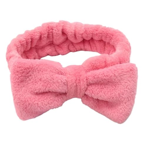 FOVAOK Weiche Schleifen-Haarbänder, SPA / Yoga, groß, einfarbig, Korallen-Fleece, elastische Haarbänder für Damen, zum Waschen des Gesichts, niedliches Make-up-Haarband, Zubehör (Oralrot) von FOVAOK