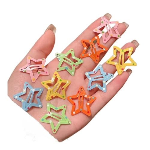 FOVAOK Y2K Haarspangen mit bunten Sternen, niedlicher Stern, Haarnadel, seitliche Haarspangen, Kinder-Kopfbedeckung, Haarschmuck (Smaragdgrün) von FOVAOK
