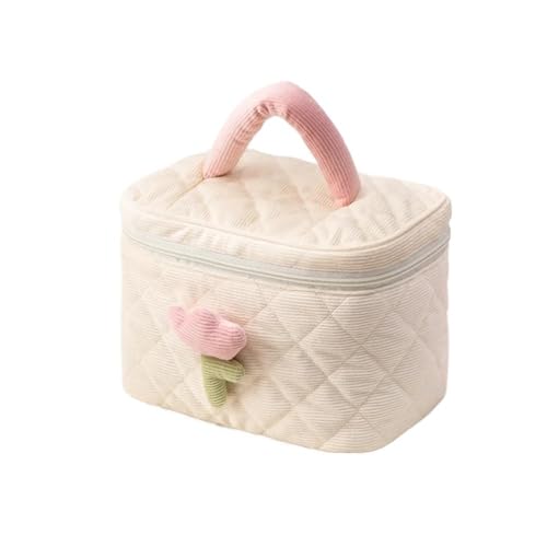 Kosmetiktasche für Damen, Tulpenblumen, große Kapazität, Reise-Kosmetiktasche, Kord, Reißverschluss, tragbar, Aufbewahrung, Make-Up-Organizer, Beigefarbene Eimertasche, Einheitsgröße Kosmetiktasche für Damen, Tulpenblumen, große Kapazität, Reise-Kosmetiktasche, Kord, Reißverschluss, tragbar, Aufbewahrung, Make-Up-Organizer, Beigefarbene Eimertasche, Einheitsgröße von FOVAOK