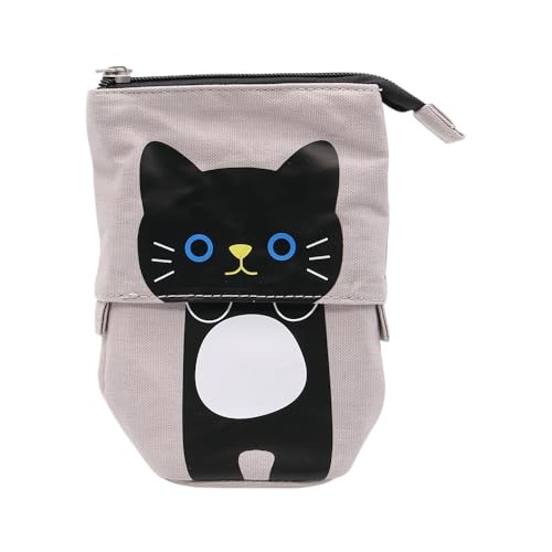 Leinwand Cartoon Niedliche Federmäppchen Verstaubares Material Federmäppchen Faltbar Standgriff kawaii Artikel pa, G, Jeden rozmiar von FOVAOK