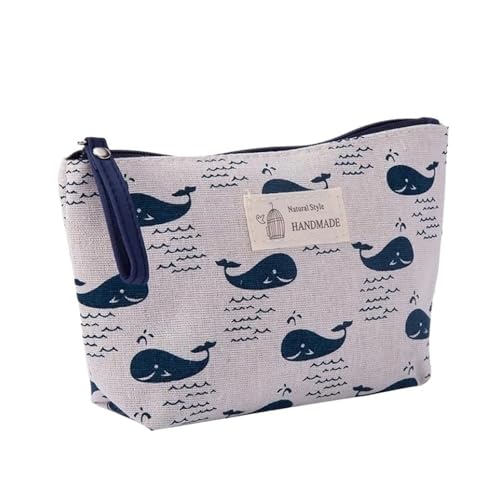 Reise-Aufbewahrungstasche aus weichem Segeltuch mit Bärenbaum-Motiv, für Damen, Kulturartikel-Organizer, niedliche Kosmetiktasche, tragbare Make-up-Tasche, Wal, Einheitsgröße von FOVAOK