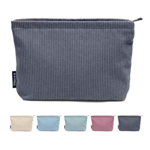 Reise-Kosmetiktasche aus Kord, tragbare Make-up-Aufbewahrungstasche, Geldbörsen, Damen, großes Fassungsvermögen, Reißverschluss, Make-Up-Organizer, Aufbewahrung, Clutch, grau, Einheitsgröße Reise-Kosmetiktasche aus Kord, tragbare Make-up-Aufbewahrungstasche, Geldbörsen, Damen, großes Fassungsvermögen, Reißverschluss, Make-Up-Organizer, Aufbewahrung, Clutch, grau, Einheitsgröße von FOVAOK