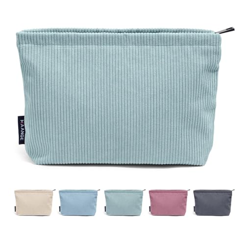 Reise-Kosmetiktasche aus Kord, tragbare Make-up-Aufbewahrungstasche, Geldbörsen, Damen, großes Fassungsvermögen, Reißverschluss, Make-Up-Organizer, Aufbewahrung, Clutch, grün, Einheitsgröße Reise-Kosmetiktasche aus Kord, tragbare Make-up-Aufbewahrungstasche, Geldbörsen, Damen, großes Fassungsvermögen, Reißverschluss, Make-Up-Organizer, Aufbewahrung, Clutch, grün, Einheitsgröße von FOVAOK