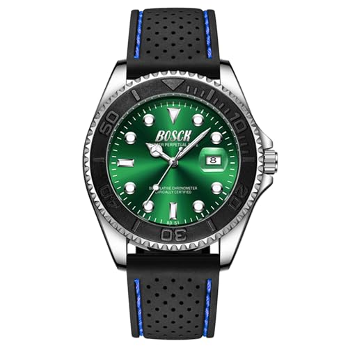 BOSCK Herrenuhr, Analoguhr für Herren, 44 mm großes Zifferblatt, leicht ablesbares Silikonarmband, Business-Uhr, Klassische Luxus-Herrenuhr, wasserdicht bis 30 m von FOWAWU
