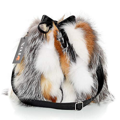 FOX FASHION Damen Beuteltasche aus Fuchs Fell Pelztasche Beutel Handtasche Fuchsfell Umhängetasche Pelz Fuchspelz Tasche Echtfell Felltasche Echt von FOX FASHION