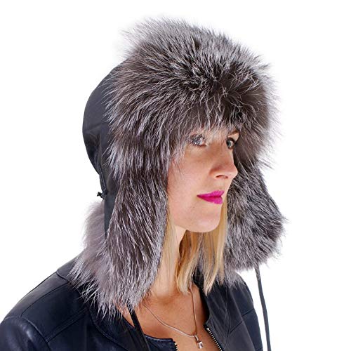 FOX FASHION Damen Uschanka Fliegermütze aus echtem Fuchs Fell Winter Mütze Pelz Pelzmütze Fuchsfell Fellmütze Ski Tschapka Schapka Echtfell Echtpelz von FOX FASHION