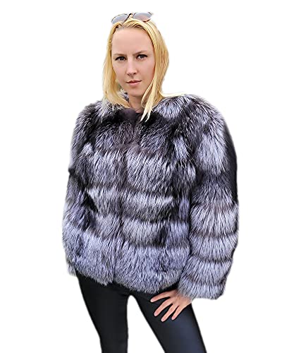 FOX FASHION Felljacke aus echtem Silber Fuchs Fell Pelz Pelzjacke Jacke Echtfell Echtpelz Fuchsfell Silberfuchsfell von FOX FASHION