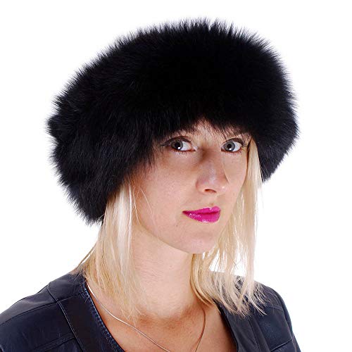 FOX FASHION Pelz Stirnband aus schwarz Fuchsfell Fell Ski Echtpelz Echtfell Echt Fuchs Schwarzfuchsfell Weißfuchs Tschapka Schapka Mütze (M) von FOX FASHION