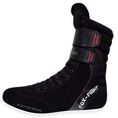 Extreme Boxstiefel aus echtem Leder professionelle hochwertige Qualität Boxen Boxing Schuhe Boxschuhe Box Hog Boots FOX-FIGHT45 - schwarz von FOX-FIGHT