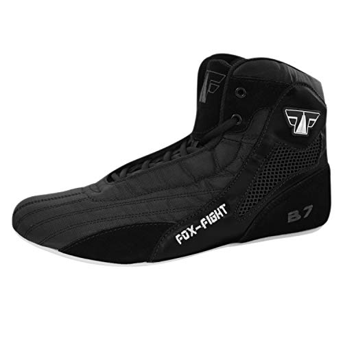 FOX-FIGHT B7 Kampfsport Schuhe | für Damen und Herren | Atmungsaktiv Flexibel | Wildleder | Ringerschuhe | Athletik Fitnesschuhe Bodybuilding | 39 / Black von FOX-FIGHT