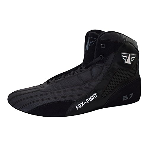 FOX-FIGHT B7 Sambo Kampfsport Schuhe | Wildleder Sohle | für Damen und Herren | Atmungsaktiv Flexibel | Ringerschuhe | Athletik Fitnesschuhe Mattenschuhe | 39 / Black B7 von FOX-FIGHT