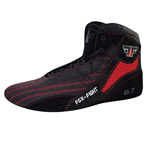 FOX-FIGHT B7 Sambo Kampfsport Schuhe | Wildleder Sohle | für Damen und Herren | Atmungsaktiv Flexibel | Ringerschuhe | Athletik Fitnesschuhe Mattenschuhe | 46 / schwarz/rot von FOX-FIGHT