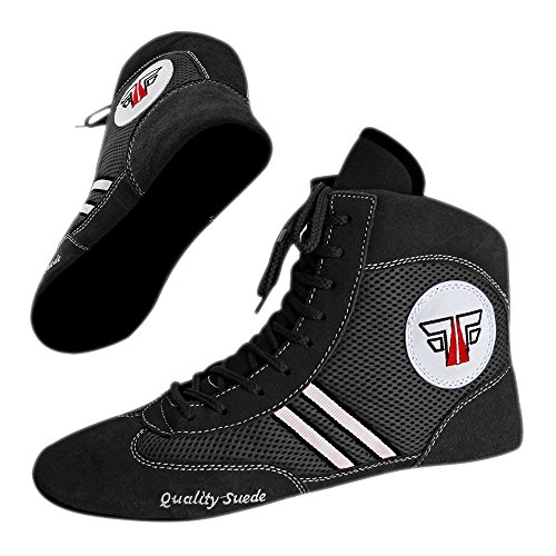 FOX-FIGHT Sambo Schuhe Kampfsportschuhe hochwertige Qualität Ringer Wrestling Kampfsport Mattenschuhe Leder mit Wildleder Sohle (schwarz, 43) von FOX-FIGHT