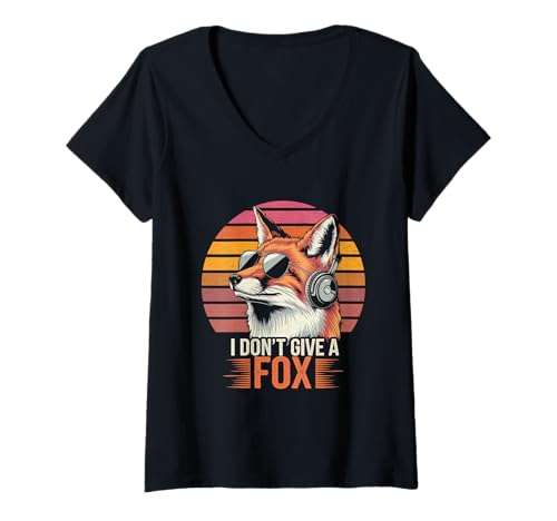 Damen Fox Funny I Don't Give A Fox T-Shirt mit V-Ausschnitt Damen Fox Funny I Don't Give A Fox T-Shirt mit V-Ausschnitt von FOX Funny I Don't Give A Fox