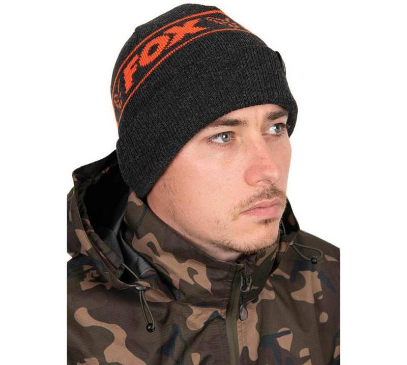 FOX International Strickmütze Fox Collection Beanie Strickmütze Schwarz Orange Herren von FOX International