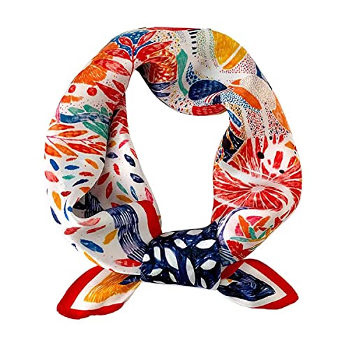 Bandana Damen Kopftuch Quadrates Bedrucktes Halstuch Satin Seidentuch Schal 90 x 90 cm (A Malerei) von FOX-TECH