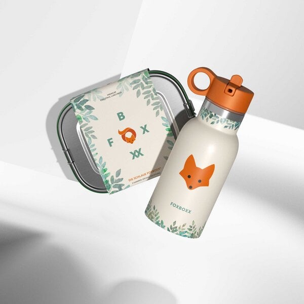 FOXBOXX ÖKO Kinderset,- FOX Flasche 0,35 / 0,5 / 0,75 + Edelstahl Lunchbox 800/1200ml von FOXBOXX