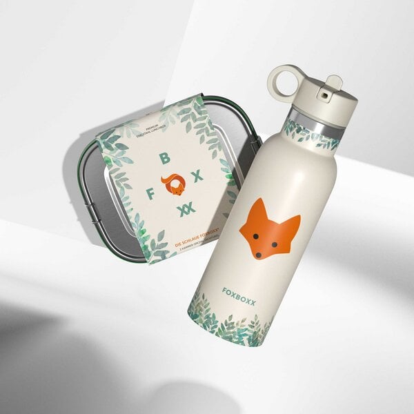 FOXBOXX ÖKO Kinderset,- FOX Flasche 0,35 / 0,5 / 0,75 + Edelstahl Lunchbox 800/1200ml von FOXBOXX