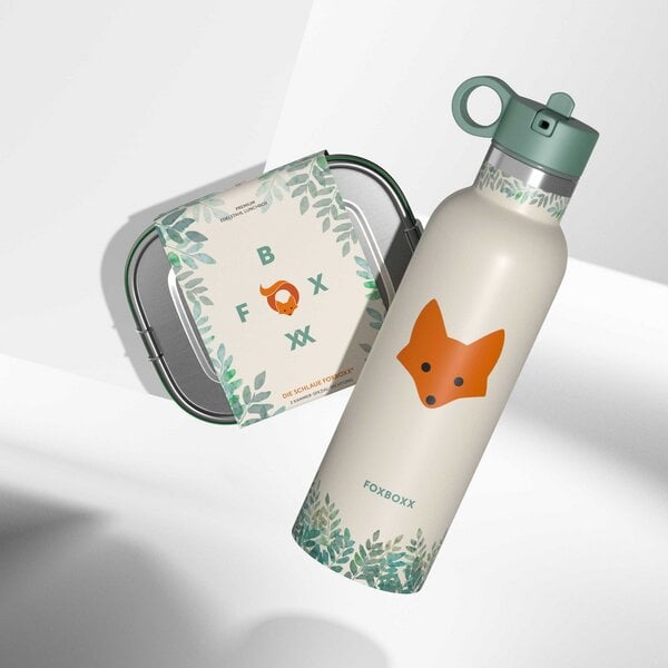 FOXBOXX ÖKO Kinderset,- FOX Flasche 0,35 / 0,5 / 0,75 + Edelstahl Lunchbox 800/1200ml von FOXBOXX