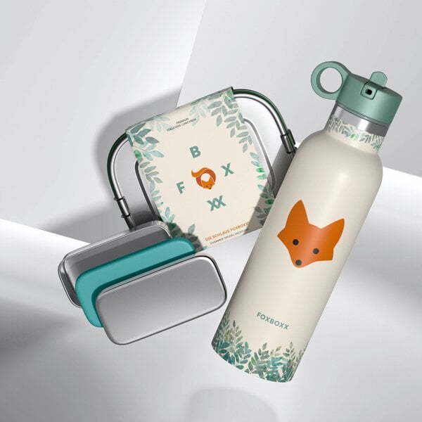 FOXBOXX Schulset,- FOX Special Lunchbox 800/1200ml Edelstahl, SnackBox, Flasche von FOXBOXX